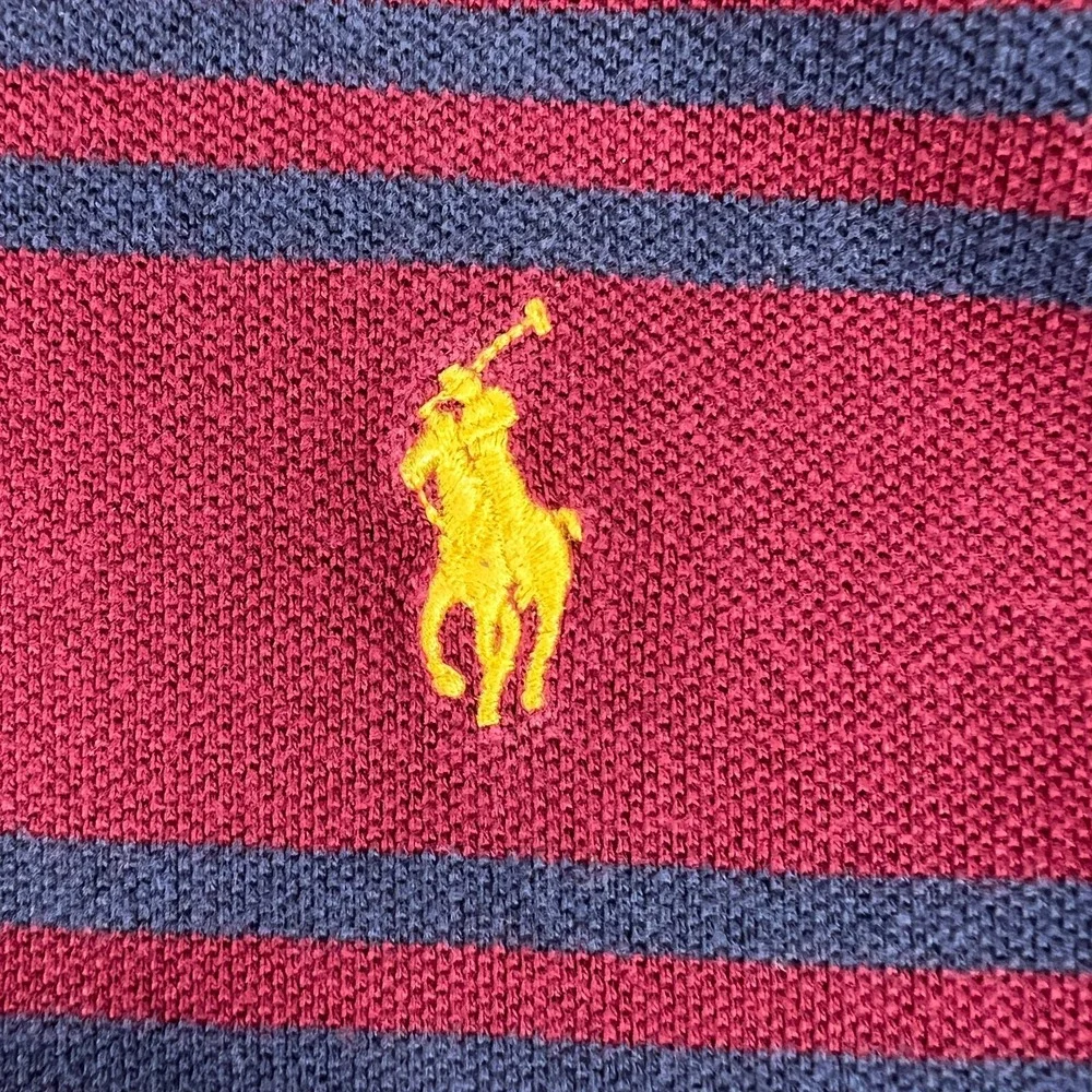 Polo Ralph Lauren Mens Shirt Large Red Striped Short Sleeve Golf Casual Comfort